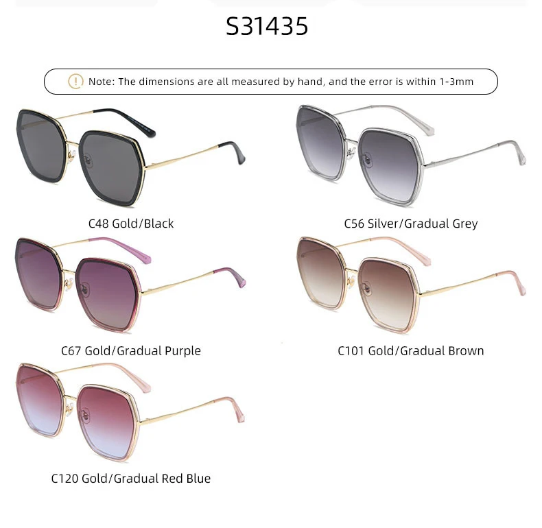 

2021 Gradient Sunglasses Brand Designer Large Polygonal Frame Sun Glasses Anti UV400 For Traveling Driving Fishing