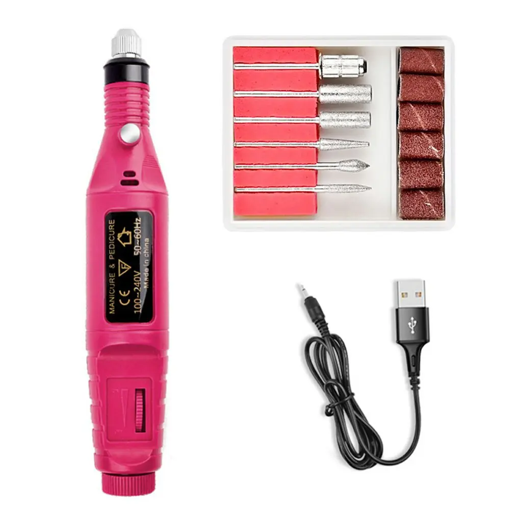 

Electric Drill Nail File Acrylic Art File Manicure Pedicure Portable Machine Kit Usb Charging Nail Drill Bit