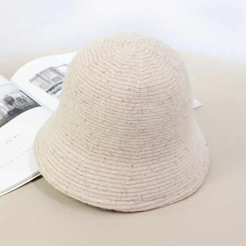 Однотонная шерстяная шляпа-ведро с широкими полями для женщин зимняя осенняя