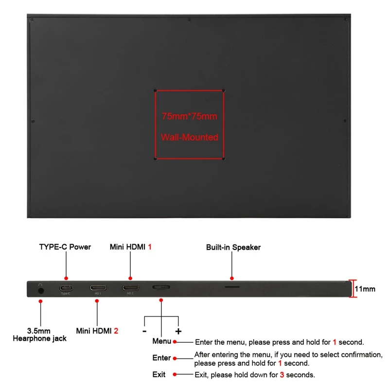 Морская свинья 17 3 дюймов USB-C Портативный 1080P IPS LED монитор для PS3 PS4 Xbox360