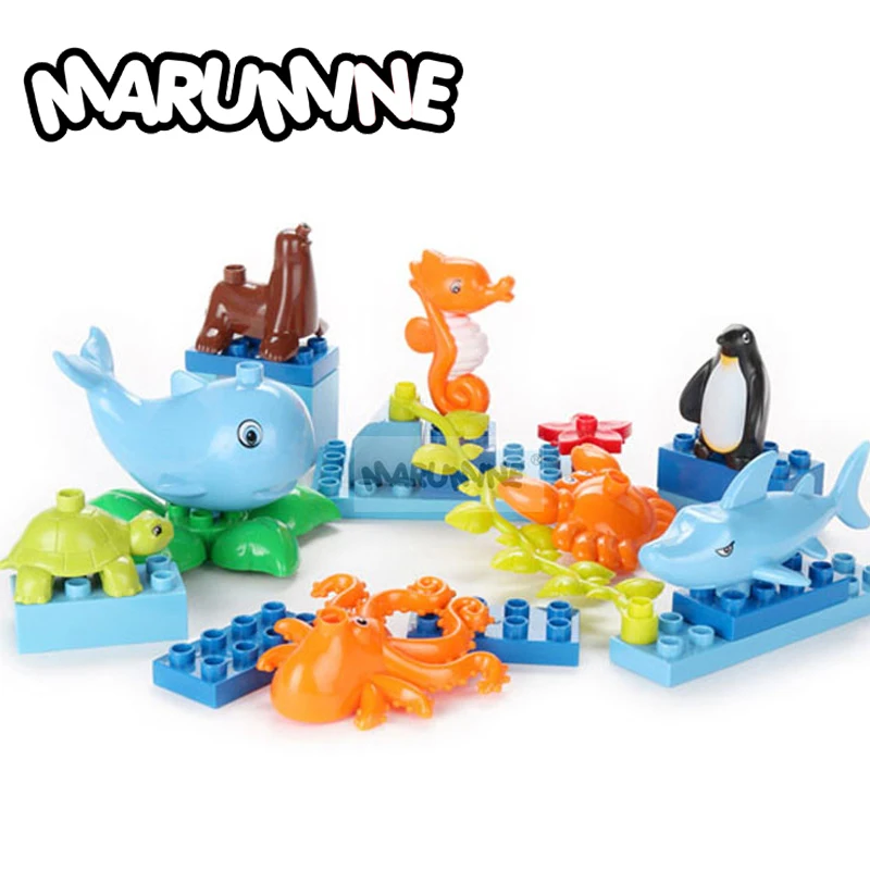 Детский конструктор Marumine 8 шт./Лот морские животные пингвин Акула осьминог