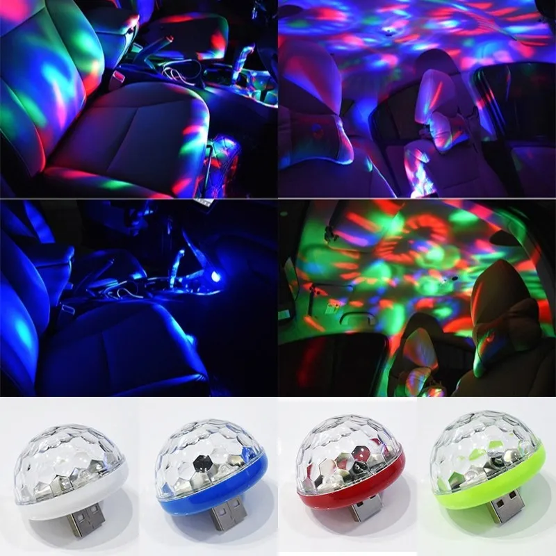 Автомобильный USB атмосферный свет DJ RGB Мини Красочный Светодиодный светильник
