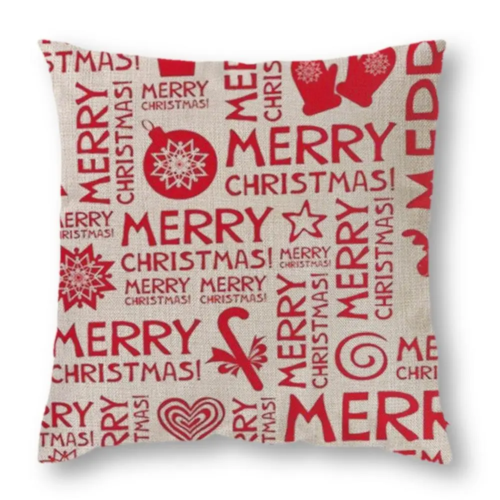 

Christmas Xmas Cute Cushion Cover Pillow Case Cotton Linen Home Sofa Living Room Throw Decorative Gifts