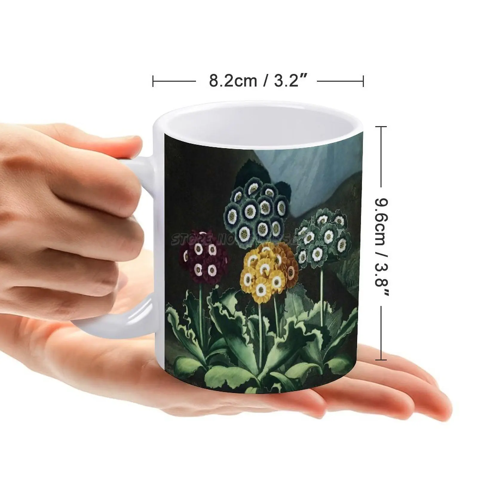 Auriculas-The Temple of Flora белая кружка с растительным принтом 11 унций забавная