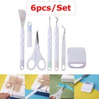 6pcsset craft vinyl weeding tools spatula tweezers weeder scraper piecing tool scissors with cap diy sewing iron on projects