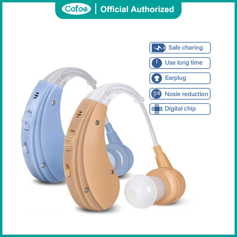 

Cofoe BTE Hearing Aid Rechargeable Hearing Aids For The Elderly Care Deafness 2 Color Mini Sound Amplifier Invisible Earing Aid