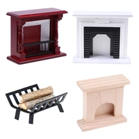 dolls house accessories 112 toys mini wood fireplacemetal rack with firewood decoration miniature furniture