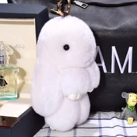 rabbit fur keychain charms cute accessories luxury gift for friends womenkids car bag holder pendant jewelry key ring chain