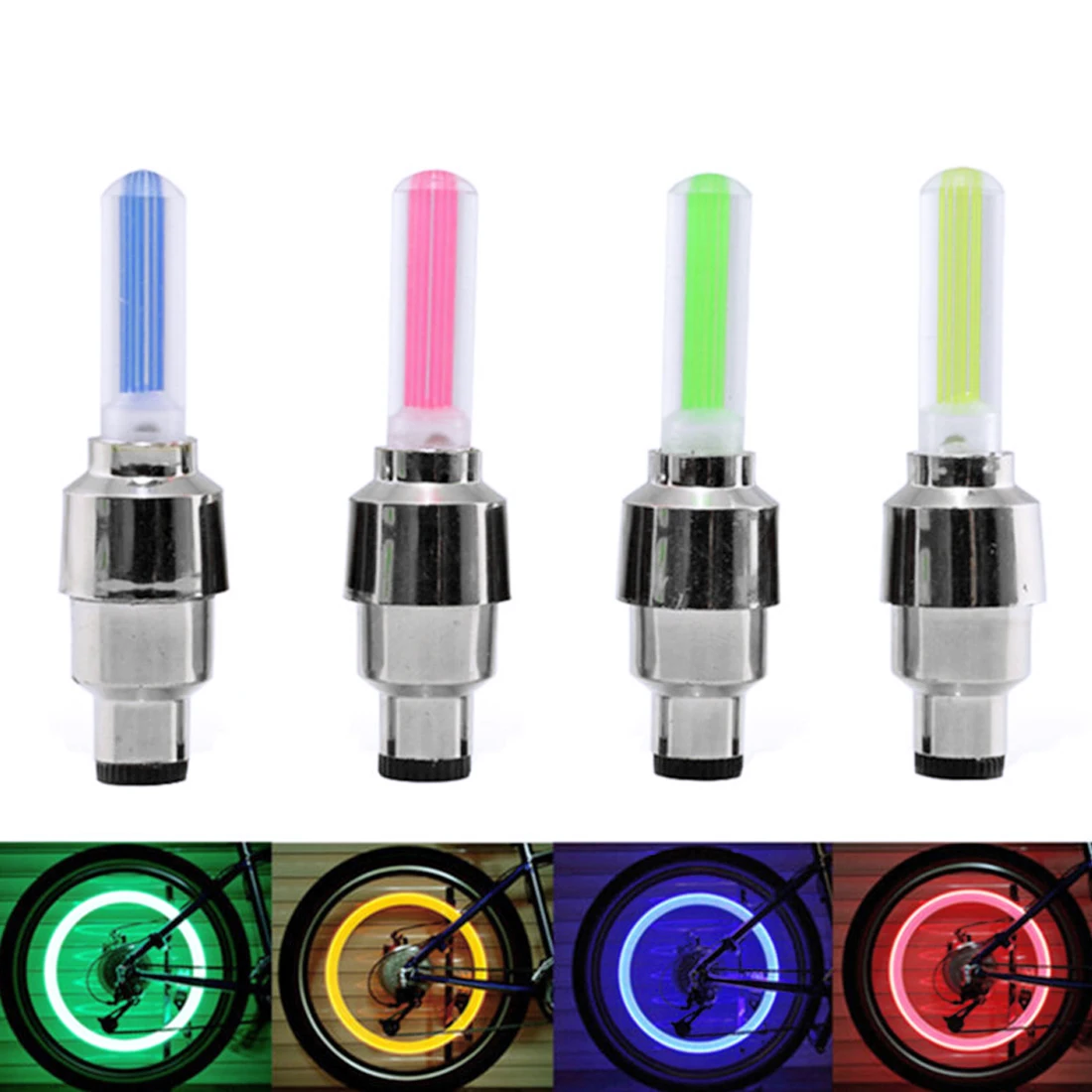 4 продукта Новые велосипедные светодиодные колпачки для клапанов шин фонари