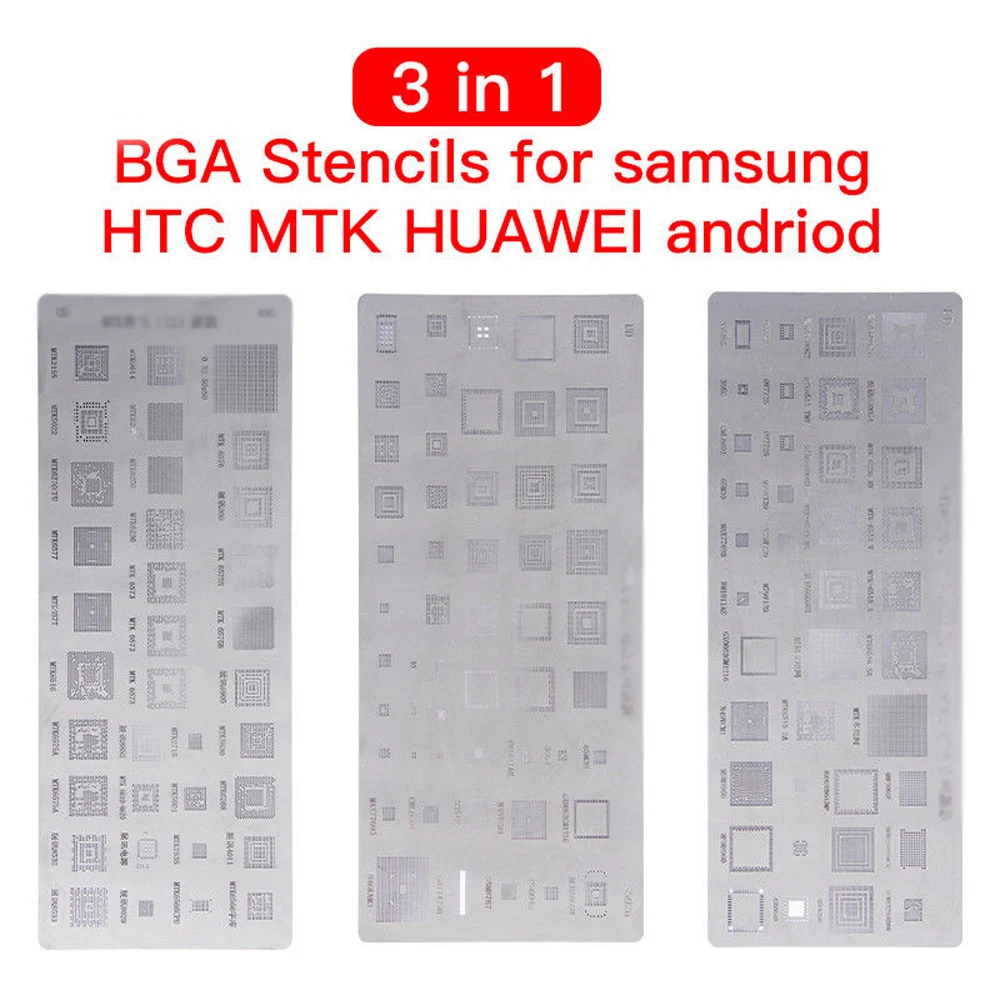 

Трафареты для реболлинга BGA, Оловянная пластина 48 в 1 для Samsung, MTK, Samsung, HTC, Huawei, чип Android, IC