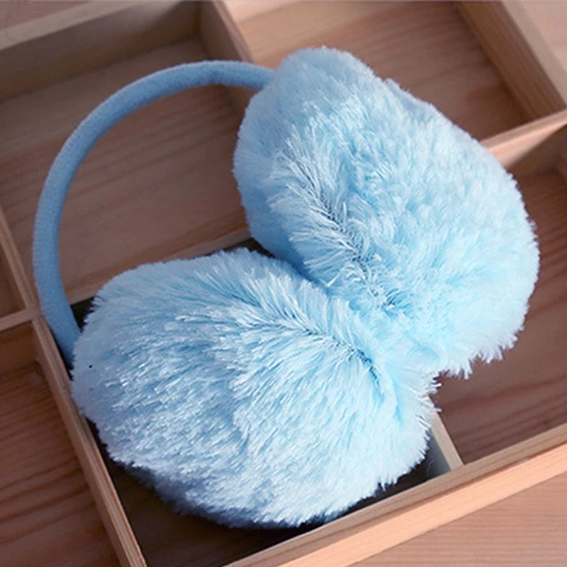 Цельные женские зимние теплые пушистые наушники u образные однотонные Мягкие