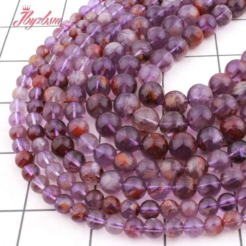 

Natural Phantom Ghost Quartz Round Smooth 6/8/10mm Stone Beads For Jewelry Making DIY Necklace Bracelet Loose Spacer Strand 15"