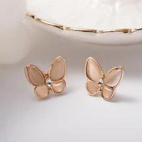 2021 new retro temperament female simple mother of pearl shell butterfly pattern earrings earrings earrings