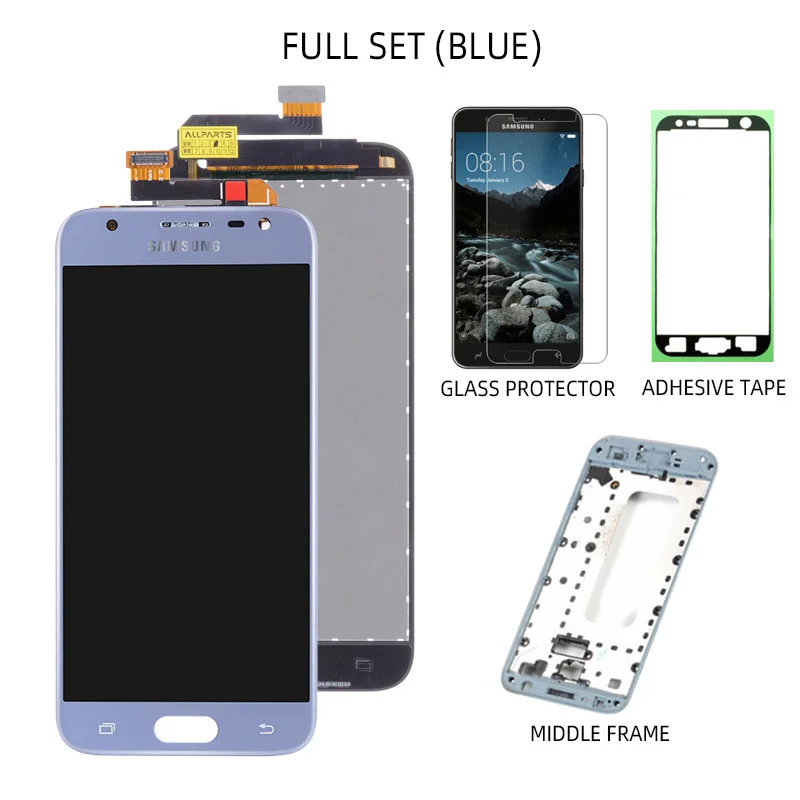 Дисплей для SAMSUNG Galaxy J3 LCD в сборе с тачскрином 5.0'' черный синий золотой J3 Pro LCD J330F J330 SM-J330F - Цвет: Blue Full Set