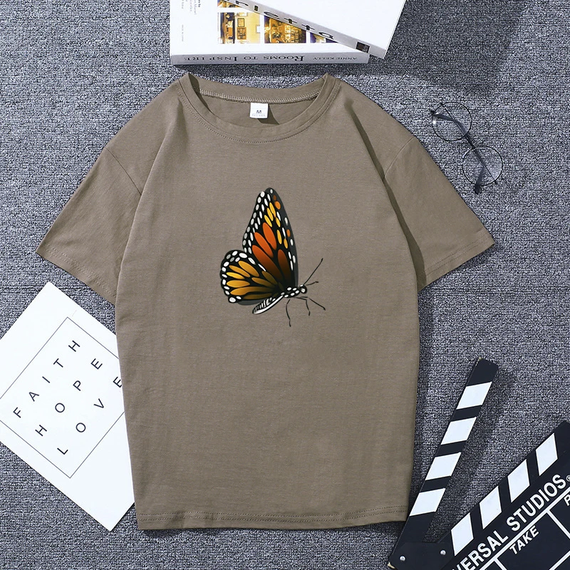 

Women Clothes Butterfly 90s Travel Holiday Cute Cartoon Summer Short Sleeve Print Fashion Female Tee Top Graphic T-shirt