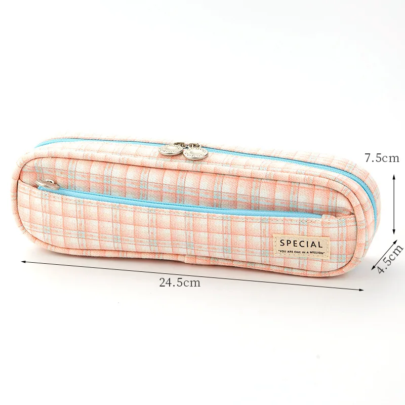 

Grid Pen Bag Stylish Large Capacity Rectangle Shape Durable Soft Long Lasting Washable Useful for Stationery Stock