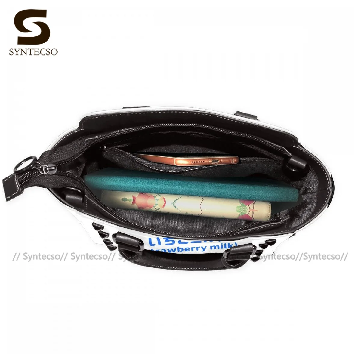 

Strawberry Milk Shoulder Bag Woman Bulk Handbag Funny Leather Work Bags