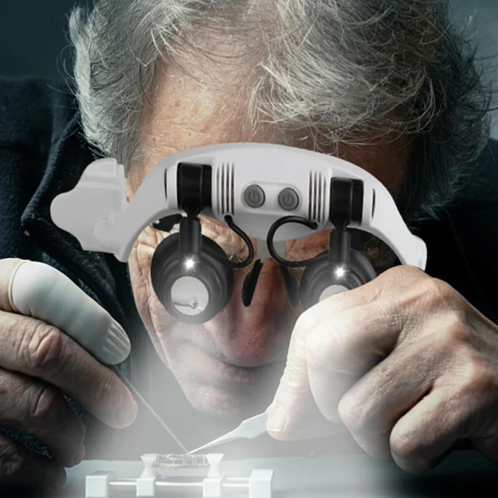 

Magnifying Glass Lens LED Light Lamp Visor Head Loupe Jeweler Headband Magnifier Power Tools User Manual