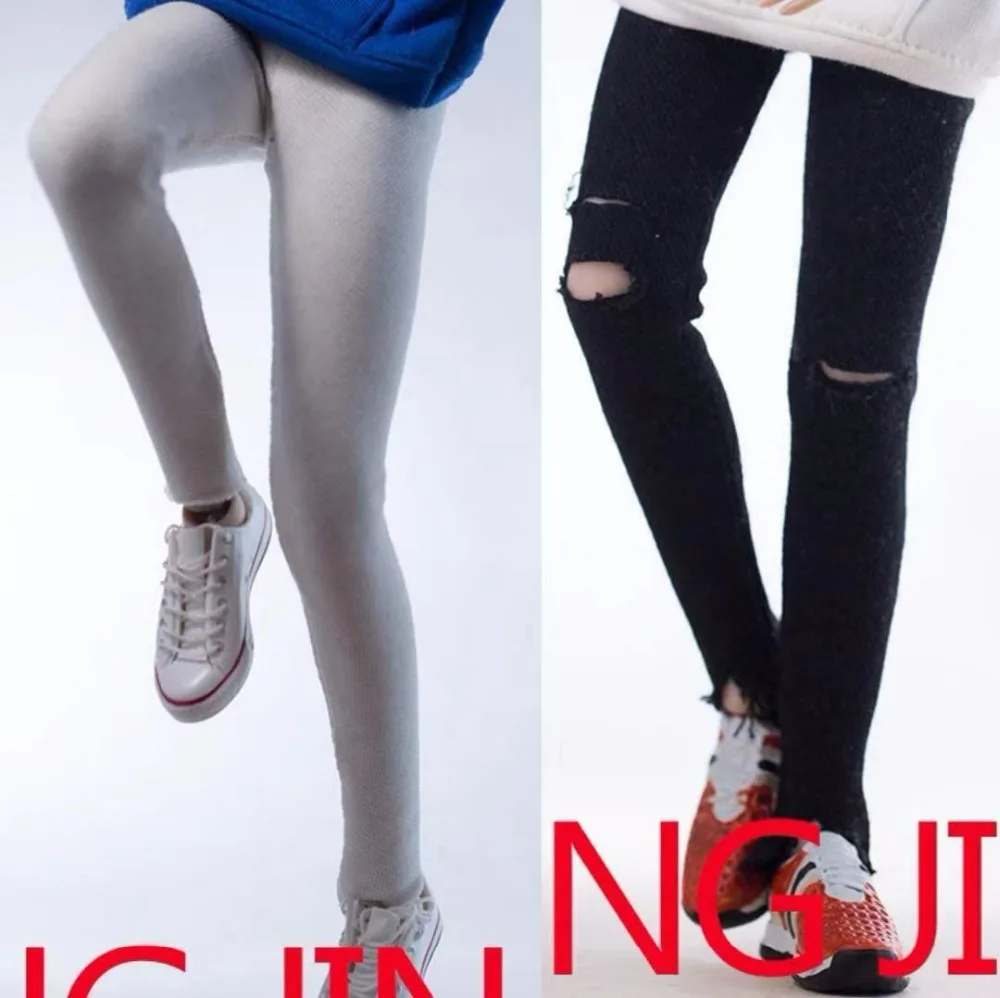 

1:6 Female Soldier Accessories PH JO LD UD black/white Hole Elastic Jeans