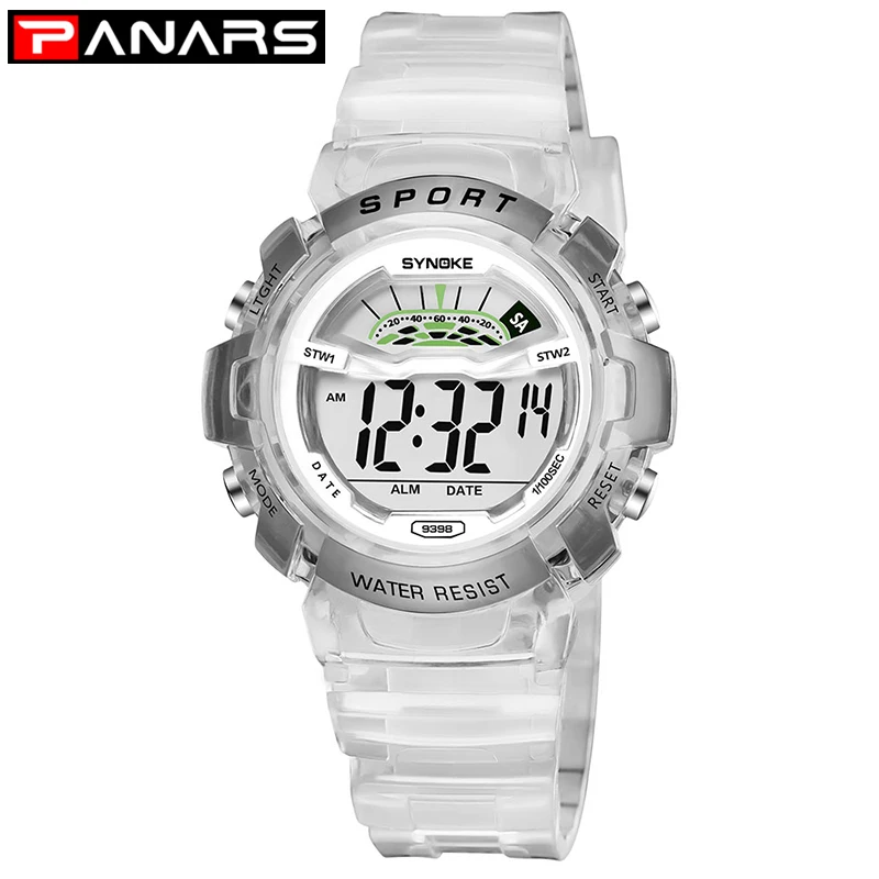 Часы PANARS детские цифровые спортивные светодиодные водонепроницаемые белые для
