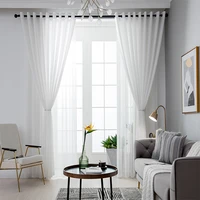 european solid color white gauze curtain living room kitchen tulle window modern curtain glass yarn curtain silk chiffon