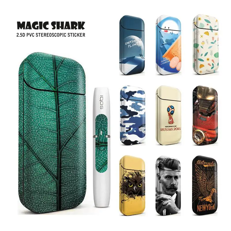 Волшебная Акула модный лист Орл Сова Череп стикер для IQOS 2 4 Plus Пленка чехол +