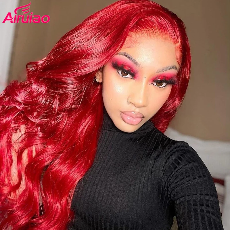

Bungundy 13x4 Lace Front Body Wave Wig Human Hair Pre Plucked Full HD Transparent Frontal 13x6 Red Colored Wigs For Women