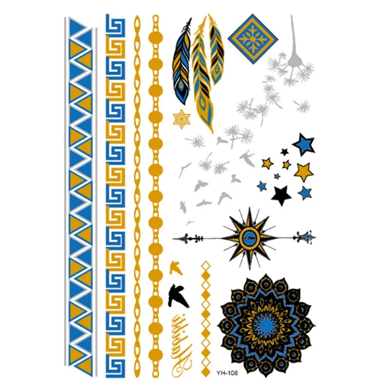 Boho Ethnic Style Fake Tattoos Stickers Unisex Temporary Sticker Mystic Colorful Beauty Body Art Pattern:# | Красота и здоровье