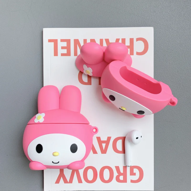 Новый чехол для наушников AirPods силиконовый с милым 3D мультяшным розовым котом