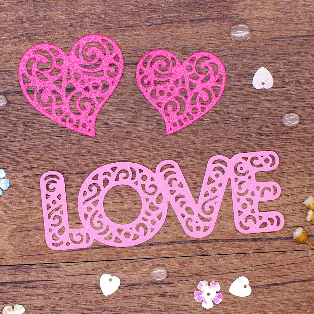Flourish Love Word QITAI 1 шт. металлические резные штампы DIY Скрапбукинг декоративное