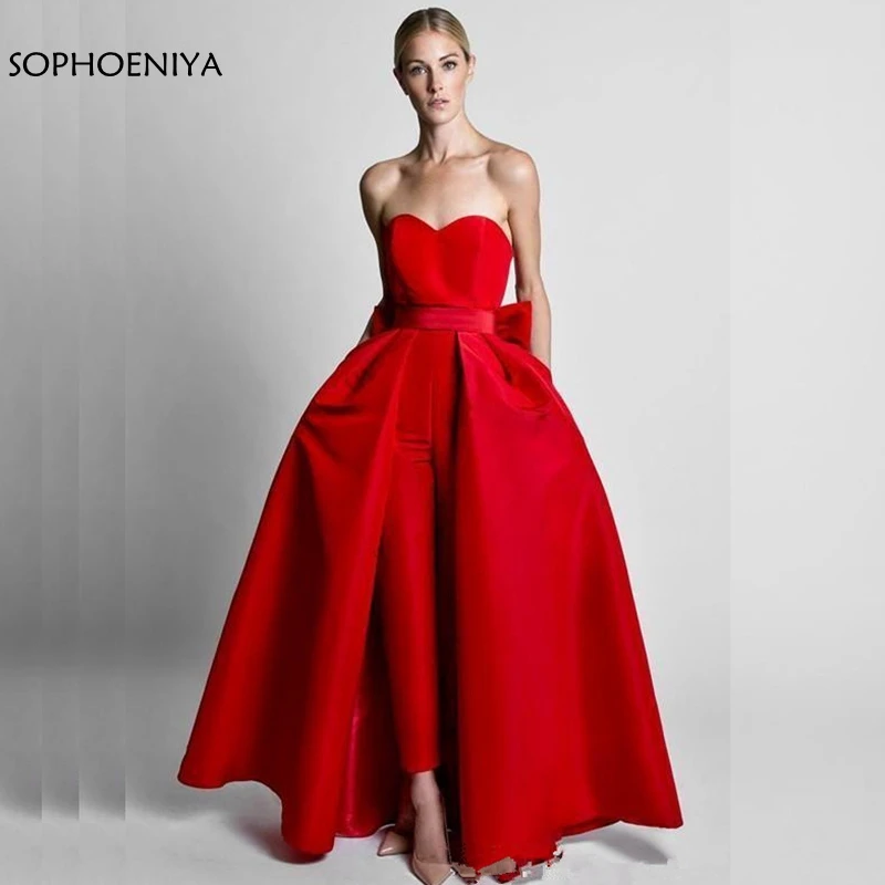 

New Arrival Red Formal dresses Evening gowns 2021 Vestidos elegantes Satin Pants dress women Party dress