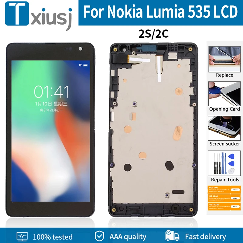 Оригинальный ЖК дисплей для Microsoft Lumia 535 N535 2C/2S сенсорный экран с рамкой дигитайзер