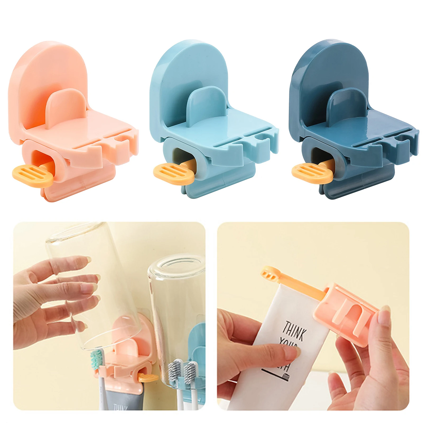 

Creative Design Toothbrush Holder Toothpaste Squeezer Non-perforating Mouthwash Cup Brushing Cup Wall-mounted Storage Box Set