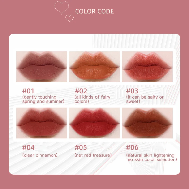 6 цветов Шелковый отделка губная помада Винтаж цвета губ Увлажняющая элегантные