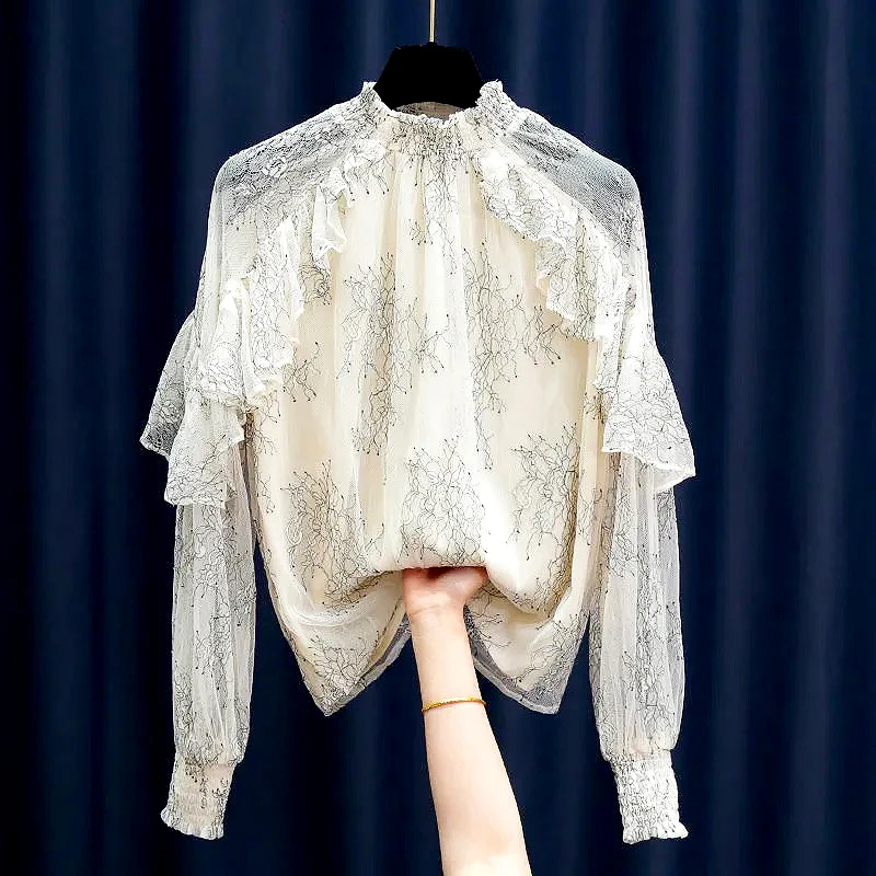 

Korea Ladies Blouses Fashion New Autumn Spring Long Sleeve Women's Shirt Chic Ruffles Blouse Women Tops Shirts Clothing LS071