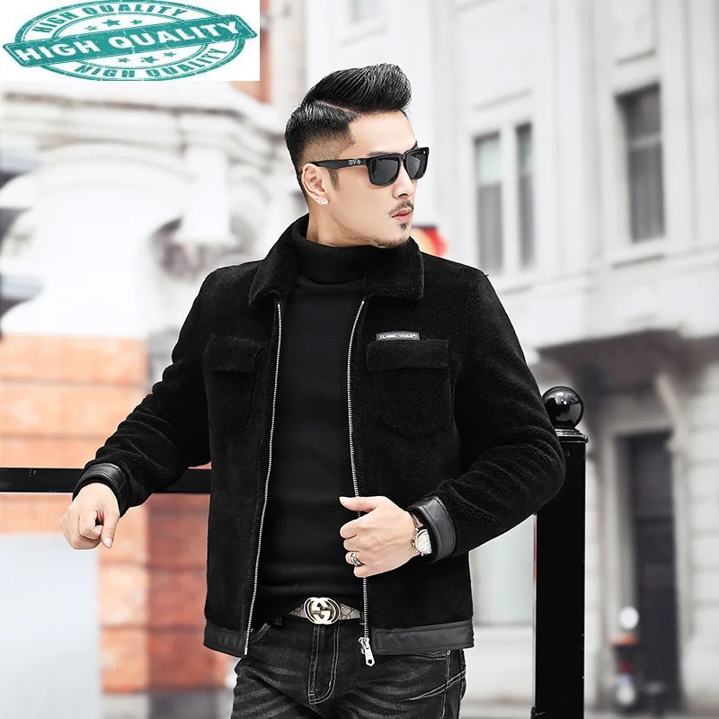 

and Autumn Winter Jacket Men Clothing Real Wool Fur Coat Sheep Shearing Embroidery Jackets Mens Chaqueta Hombre LXR136