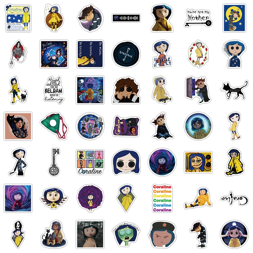 1050100pcs movie coraline the secret door stickers laptop guitar luggage phone waterproof graffiti sticker decal kid toys free global shipping