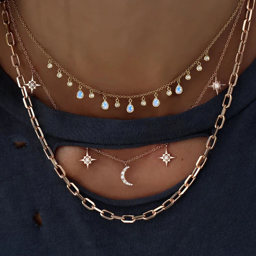 Boho винтажное модное многослойный ожерелье s для женщин Многоэлементный геометрический Хрустальный каменный кулон длинное ожерелье подарок ювелирные изделия