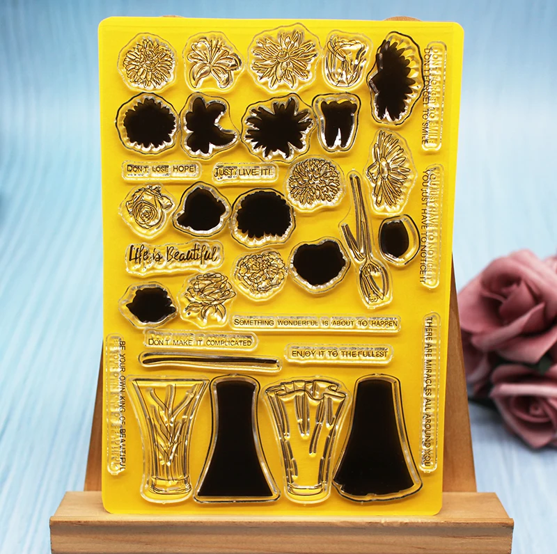 Цветы и буквы прозрачные штампы для photo Фото/альбом изготовление карточек