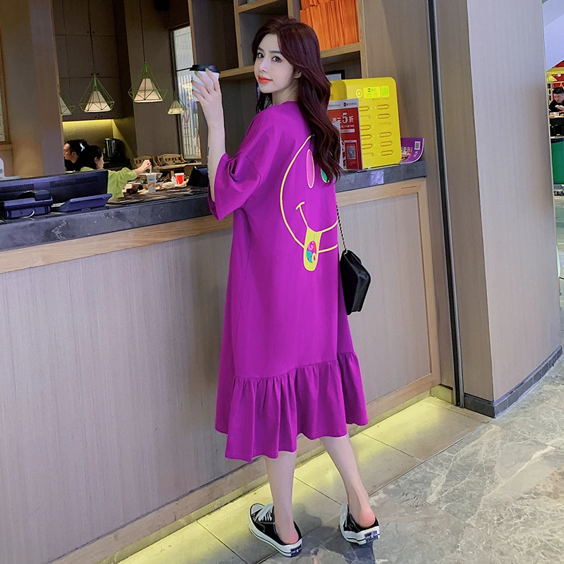 Женское свободное платье NYFS корейский стиль с коротким рукавом из чистого хлопка