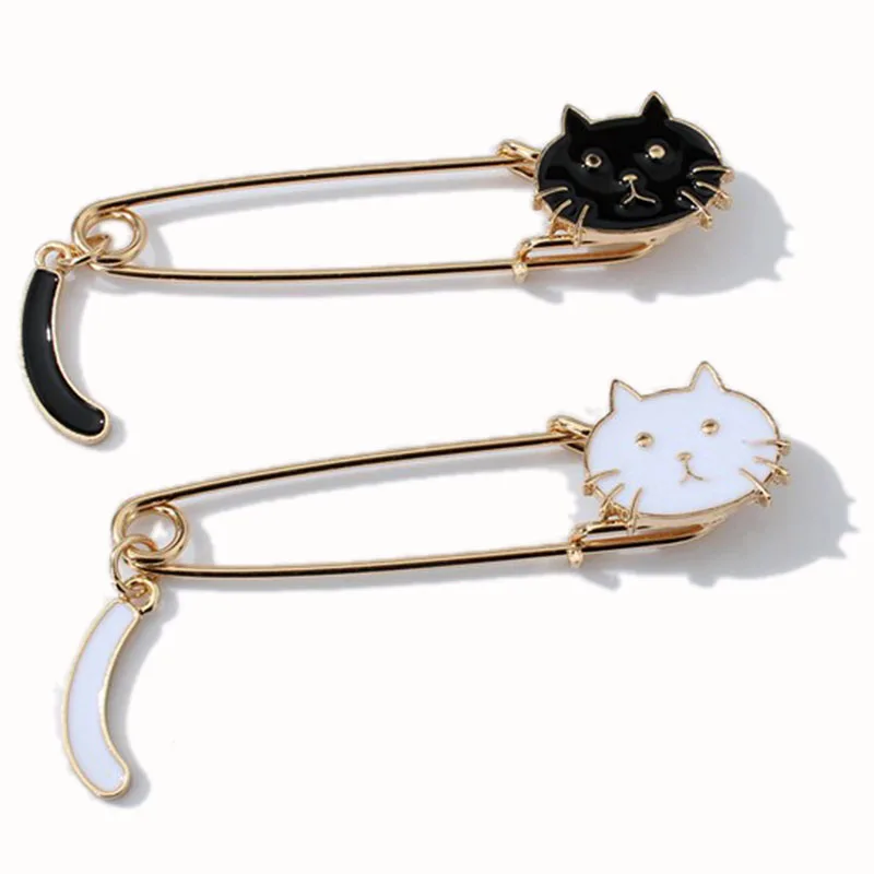 

Japanese Enamel Cute Kitten Wagging Tail Cartoon Brooch Animal Safey Pin Badge Jewelry Accessory
