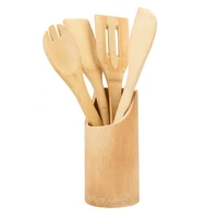 wooden home meal cooking spatula with storage bucket baking tools non stick pan utensilios de cocina 5pcssets