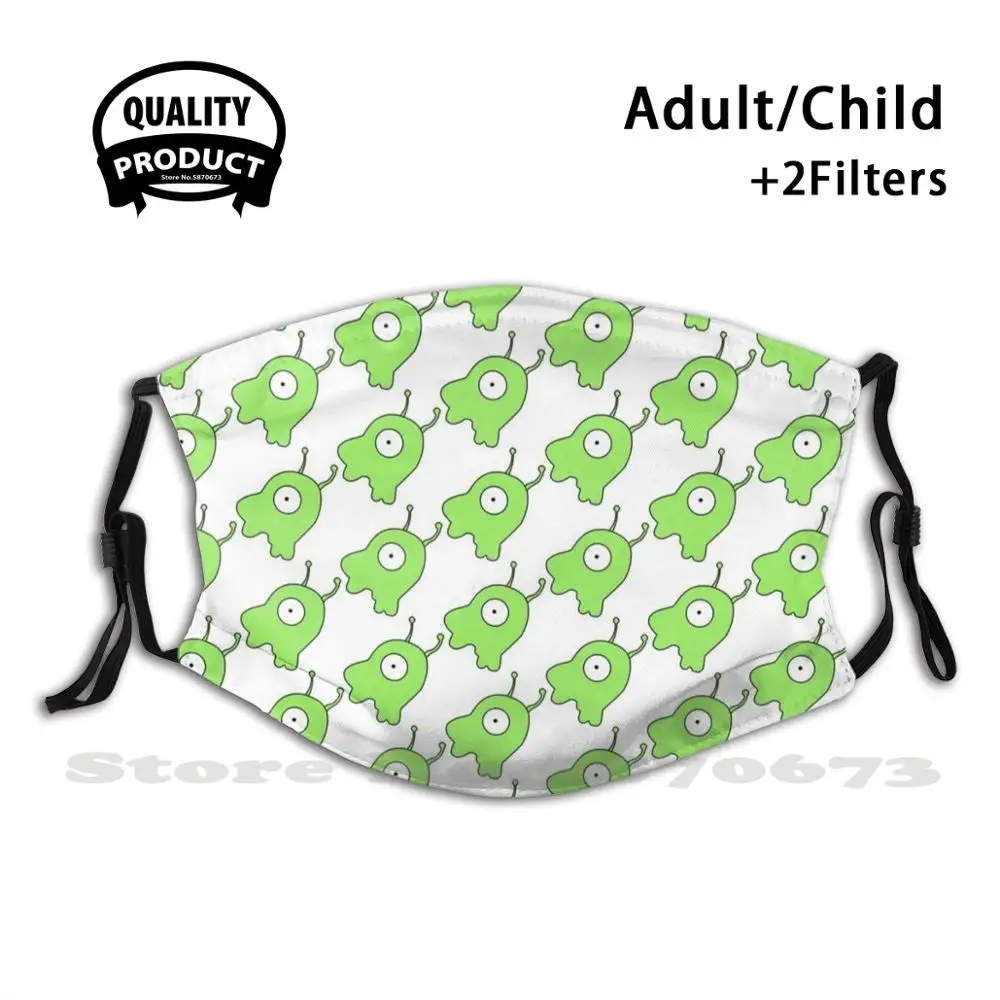 

Brain Slug Face Mask With Filter Bender Fry Leela Sci Fi Future Cartoon Matt Groening Green White Black Funny Meme