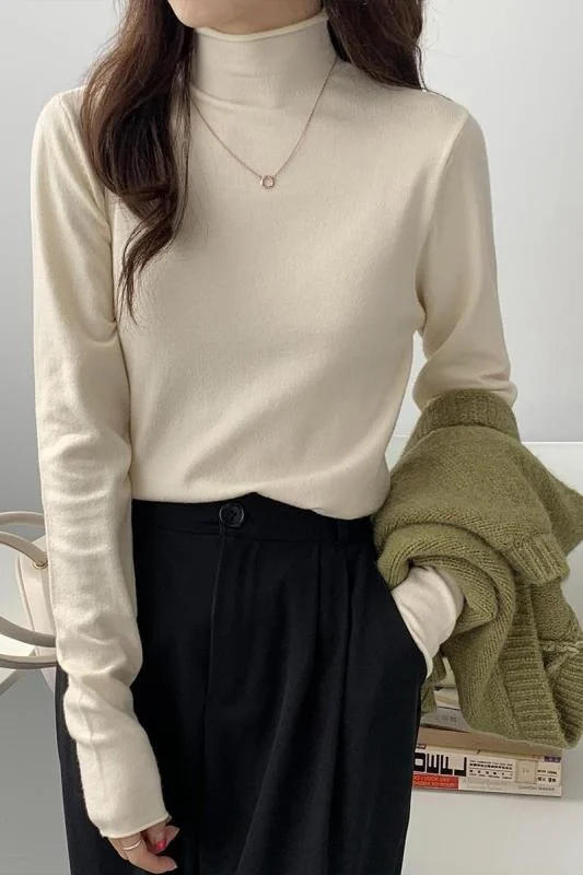 

All-Matching Slim Fit Color Bottoming Sweater Rac