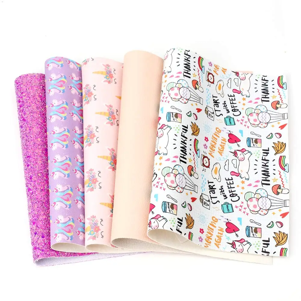 

Xugar 5pcs 22*30cm Cartoon Faux Leather Fabric For Craft Printed Synthetic Fabric Sheets DIY Bows Earrings Clothing Accessories