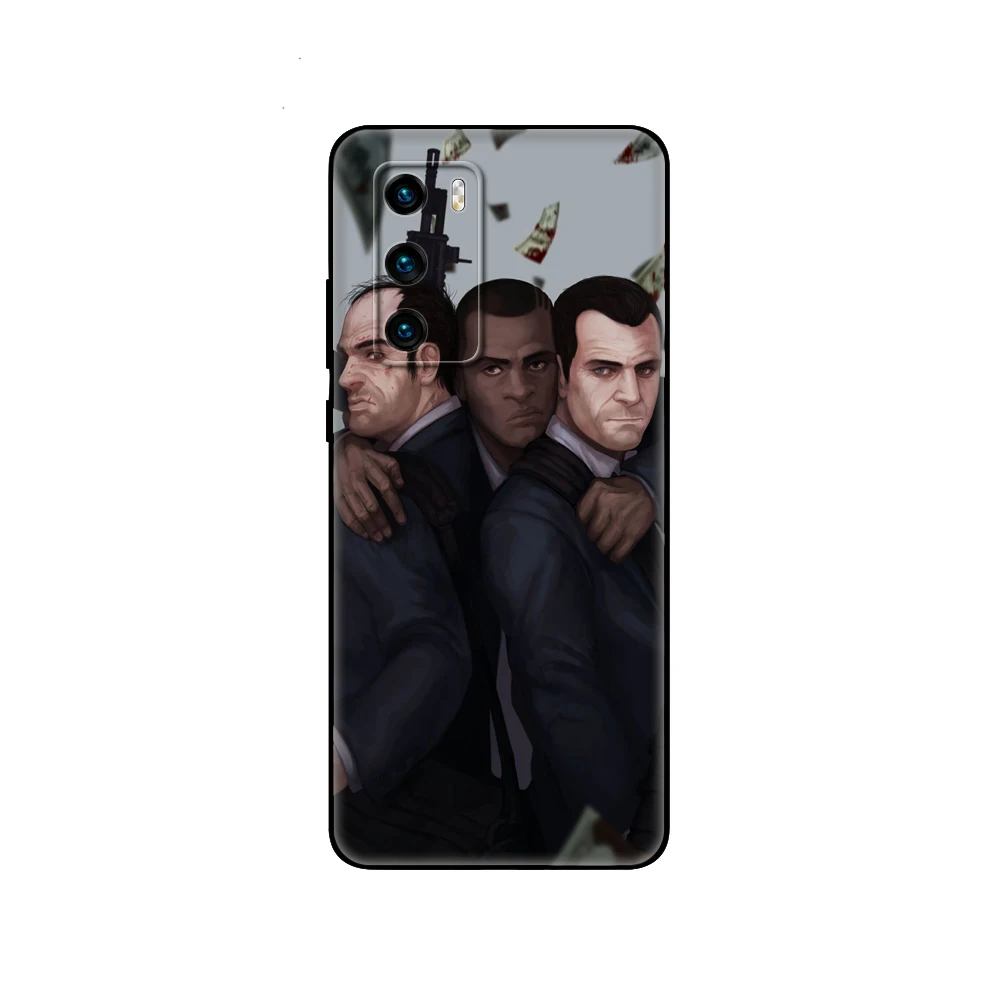 Черный чехол из ТПУ для Huawei P30 Lite Pro P40 LITE E P Smart 2020 rockstar gta 5 Grand | Мобильные телефоны и