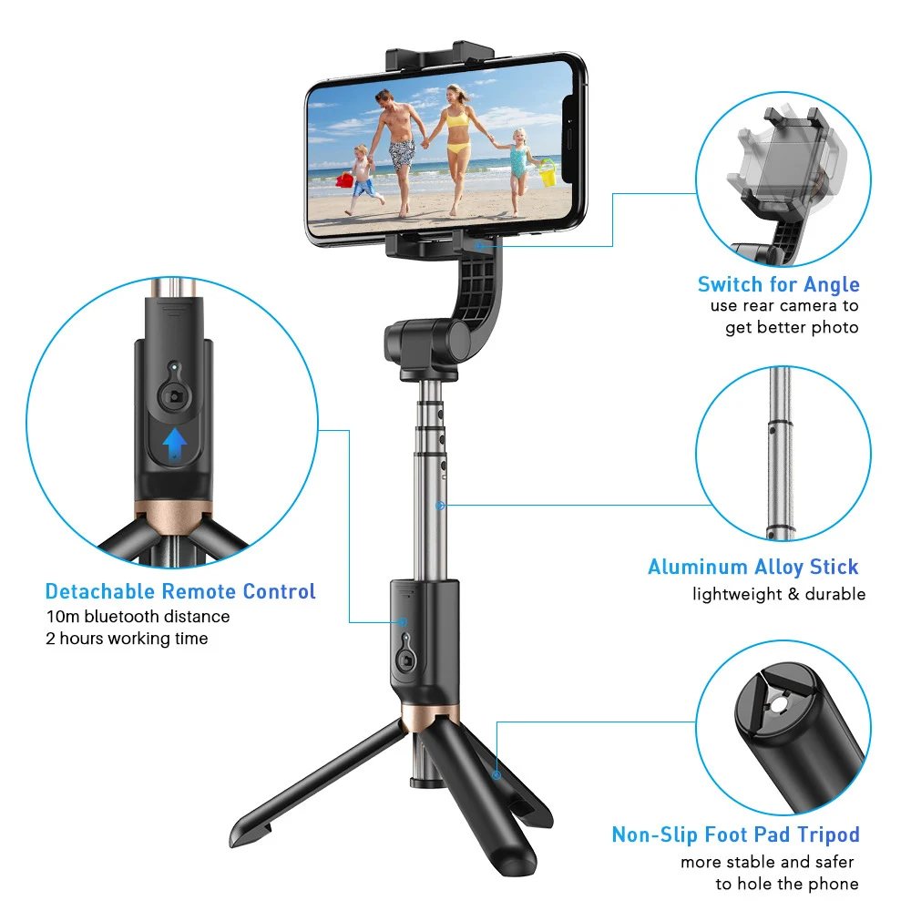 

Wireless Bluetooth Selfie Stick Tripod With Remote Control Camera Stabilizer Handheld Phone Tripod for iPhone Live Vlog Camera