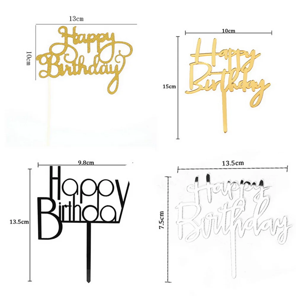 

10pcs Gittler Happy Birthday Cake Topper Bling Sparkle Decoration Sign Happy Birthday Cake Topper Girl`s Birthday Dessert Decor