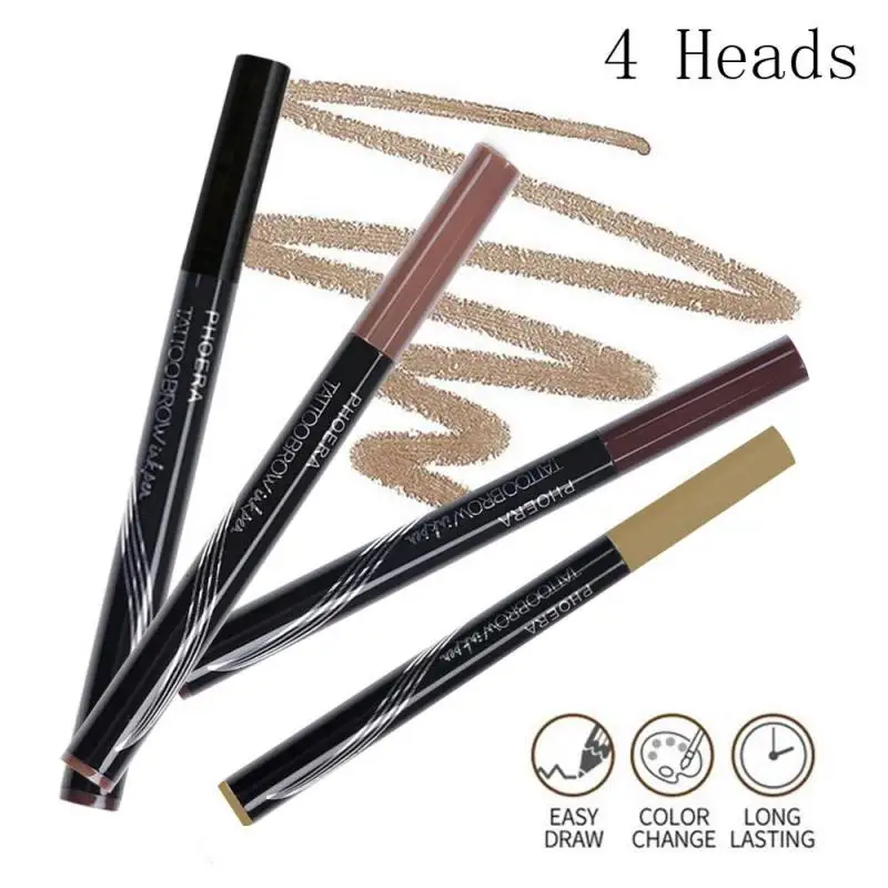 Новинка автоматический карандаш для бровей PHOERA с 4 головками микроблейдингом