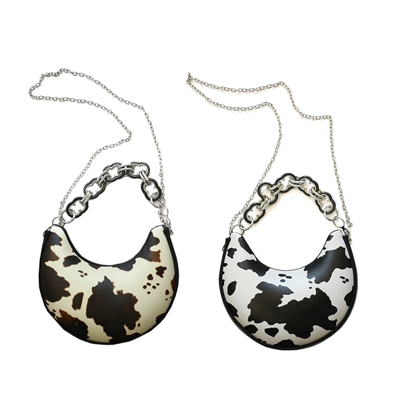 

Female Underarm Small Bag Ins Fashion Cow Pattern Tote New PU Leather Women's Handbag Chain Shoulder Messenger Bag